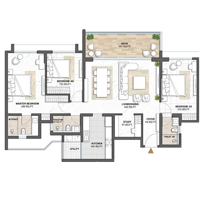 Lodha Camelot Kharadi 3.5BHK Floor Plan